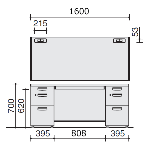 コクヨ　BS+デスクシステム（BS+）　, 両袖デスク　3段（C3）・3段（C3）引き出し　, W1600 D700 H700mm　,  SD-BSN167DC3F11N3