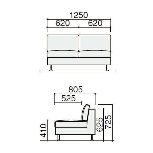 コクヨ　イートイン（eat-in）　, ソファー　, ２人掛けソファー（肘なし）　布張り　, CN-M872G6N