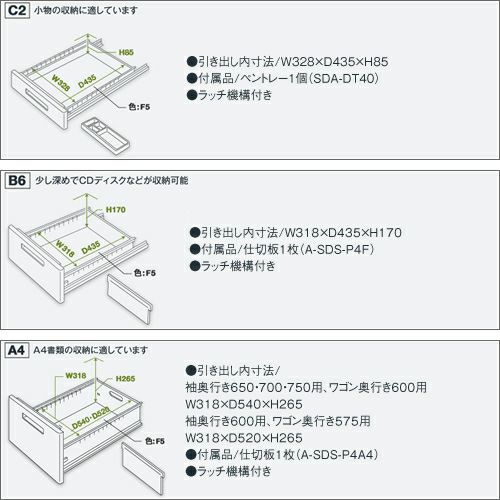 コクヨ　iSデスクシステム（iS）　, ワゴン　A4タイプ　３段　, W395 D578 H600mm　, SD-ISN458C3SAWN3