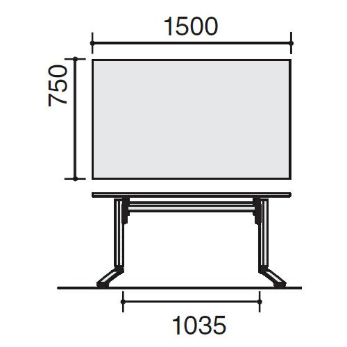 コクヨ　イニシア（INITIA）　, 昇降フラップテーブル（角型天板）　, メラミン天板　ホワイト脚　, W1500 D750  H720/800/900mm　, TIN-SK1507M-W1