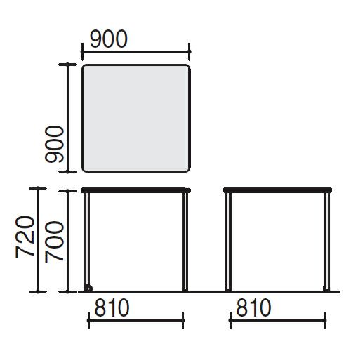 コクヨ エニーテーブル（Any Table） 正方形 W900 D900 H720mm Q6Q6 